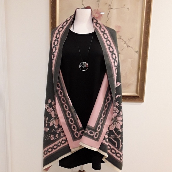 NEW Cashmere Reversible Shawl  Wrap  Pashmina - Picture 3 of 8